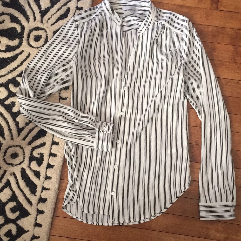 Striped Black and White Button Down